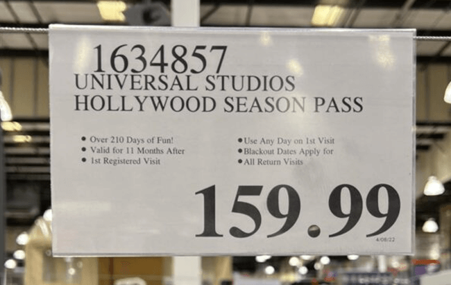 Costco Pass To Universal Studios “Hollywood”